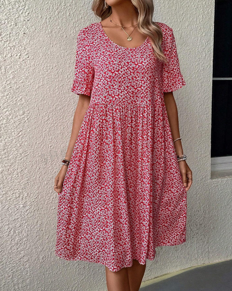 Vibeke™ - Blomster midi-kjole
