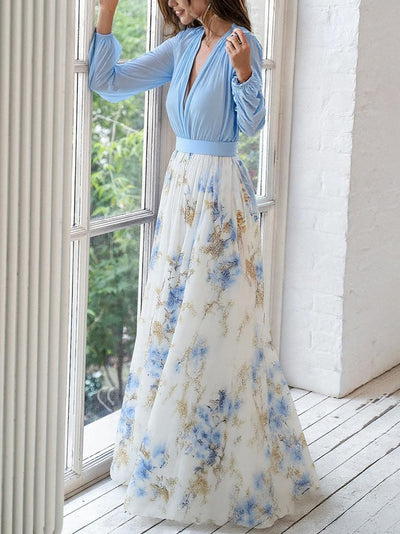 Dolores - Lang kjole med blomstermotiv