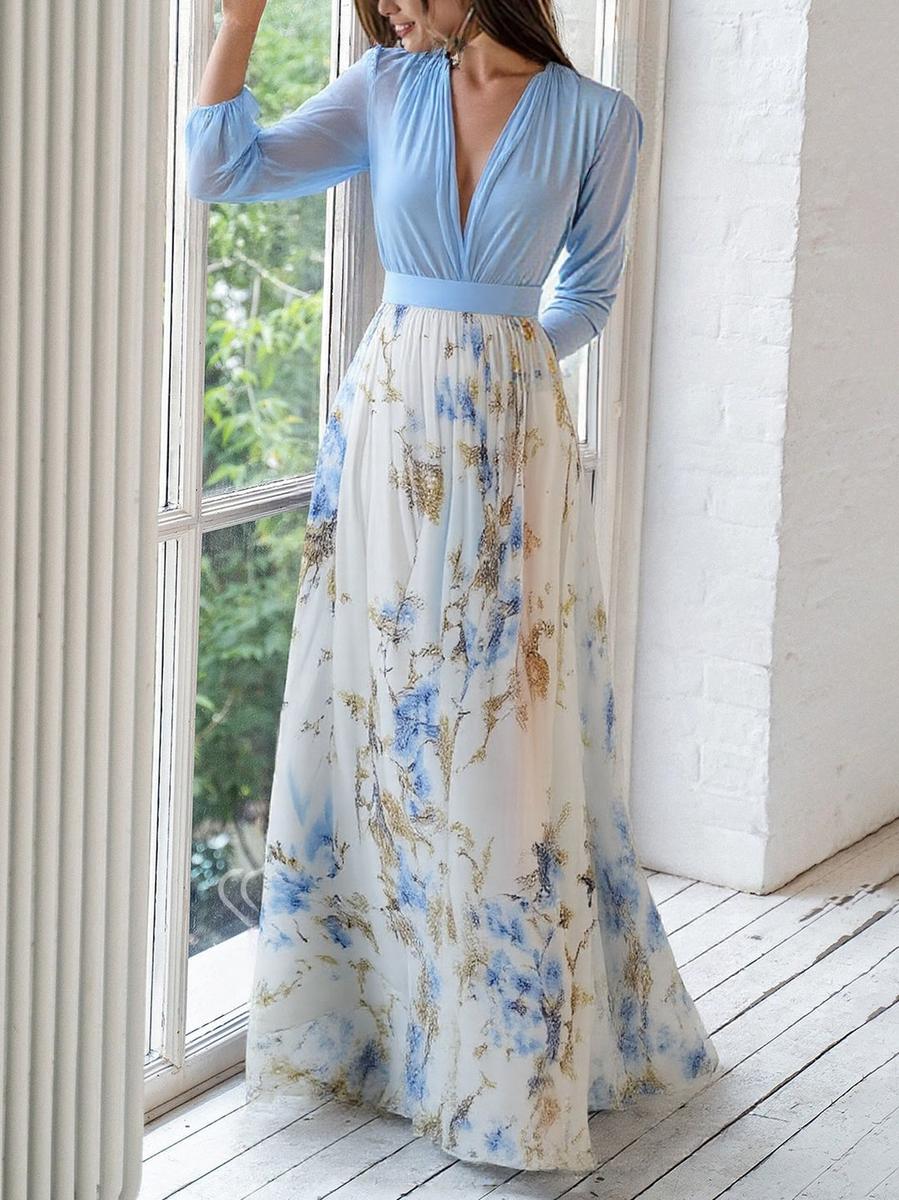 Dolores - Lang kjole med blomstermotiv