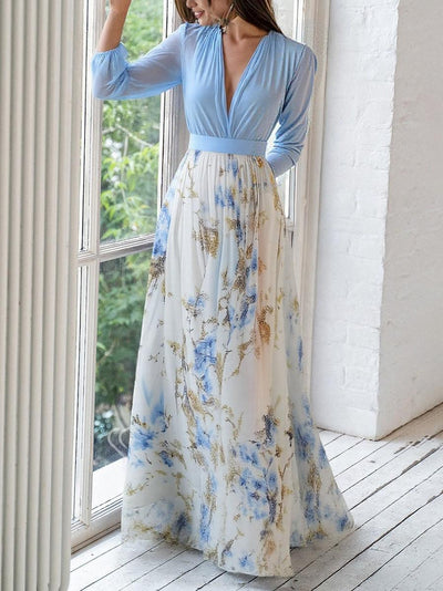 Dolores - Lang kjole med blomstermotiv