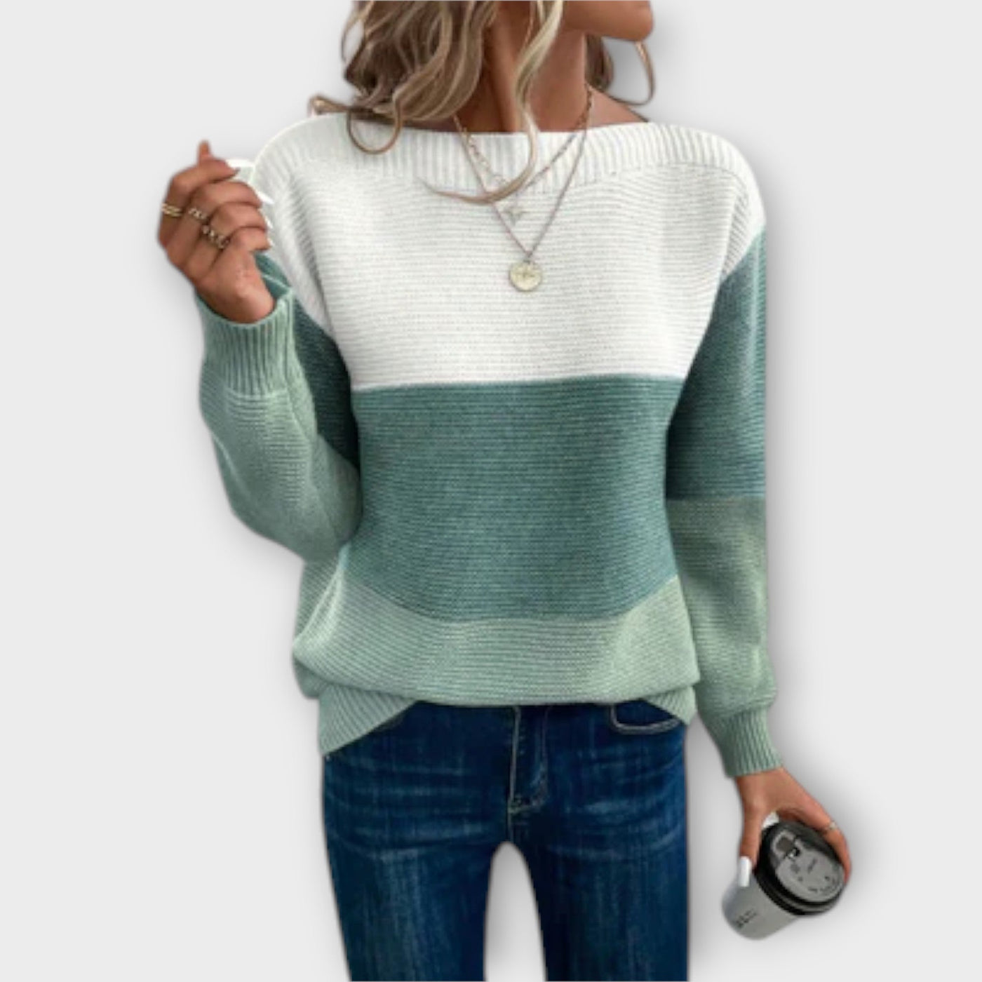 Vier™ - Elegant trefarvet patchworktrøje