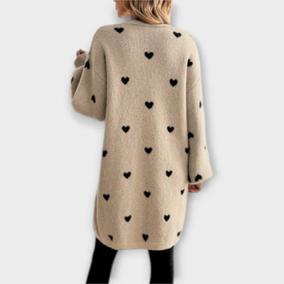 Chona™ - Blød cardigan med hjerteprint