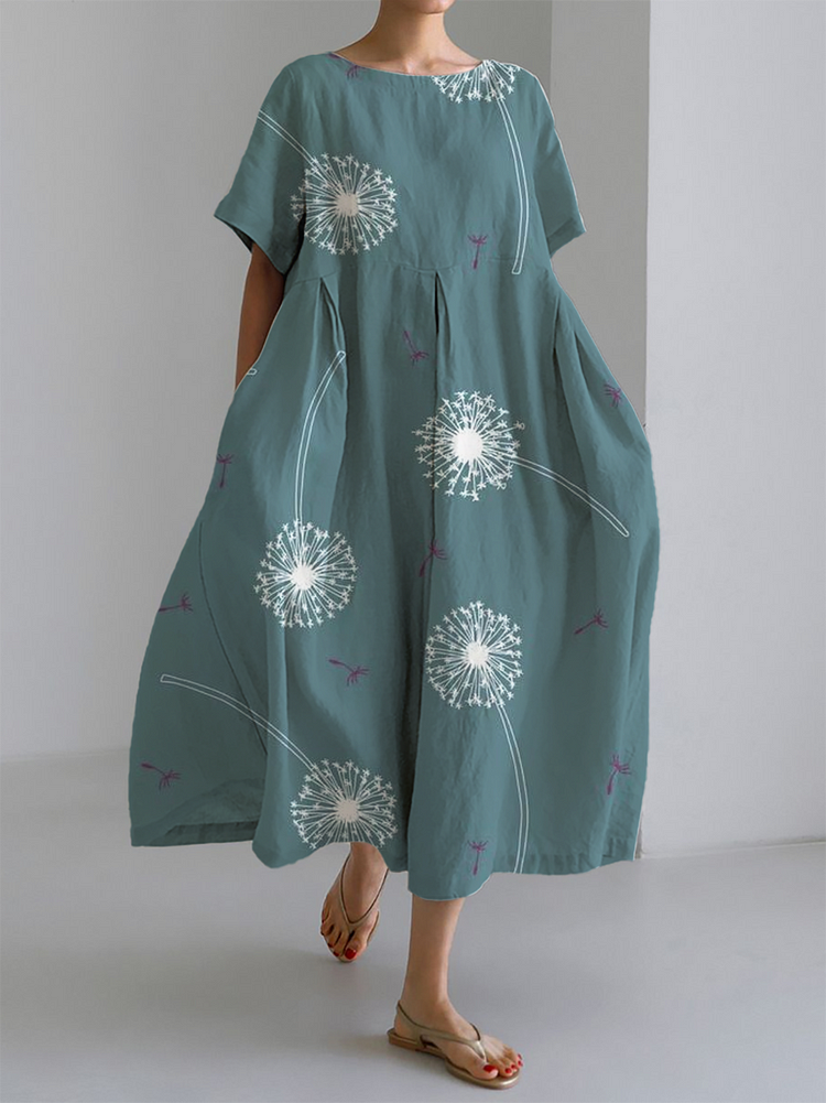 GABRIELLA | Maxi Sommerkjole med Total Komfort og Dandelion Print til Frihedens Øjeblikke