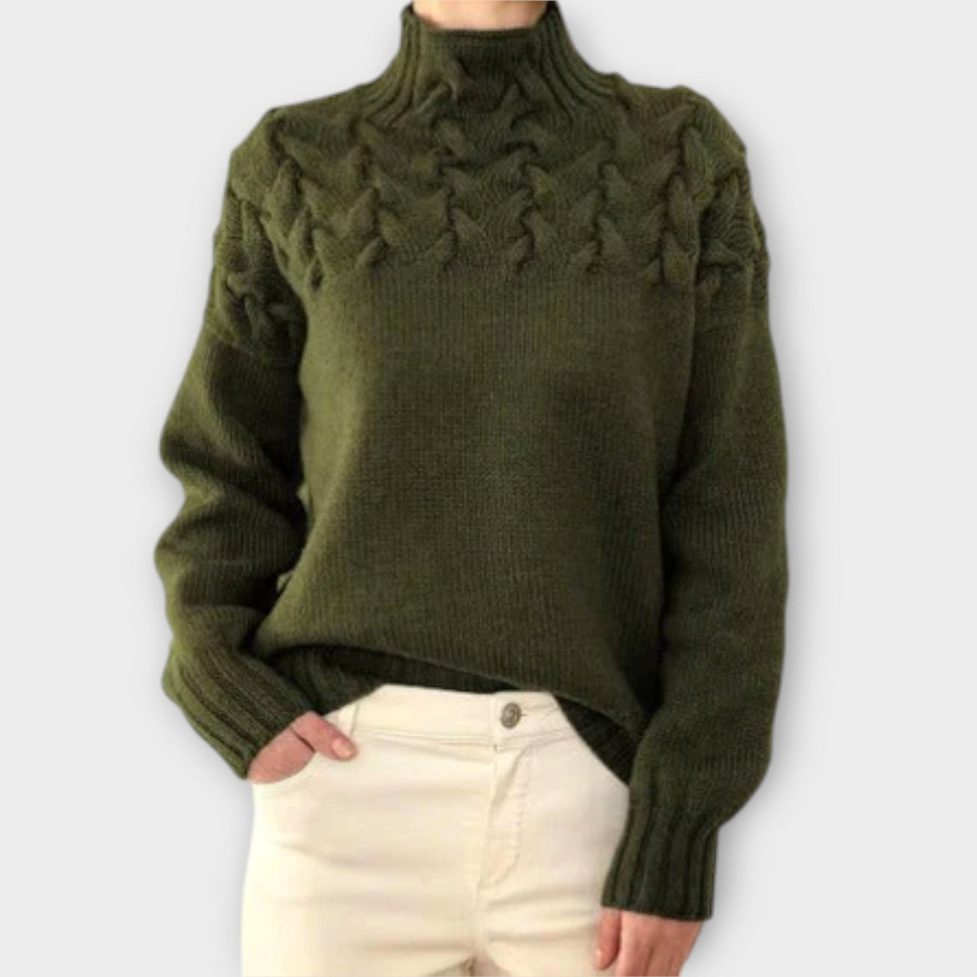 Reema™ - Blød damepullover med fletstrik