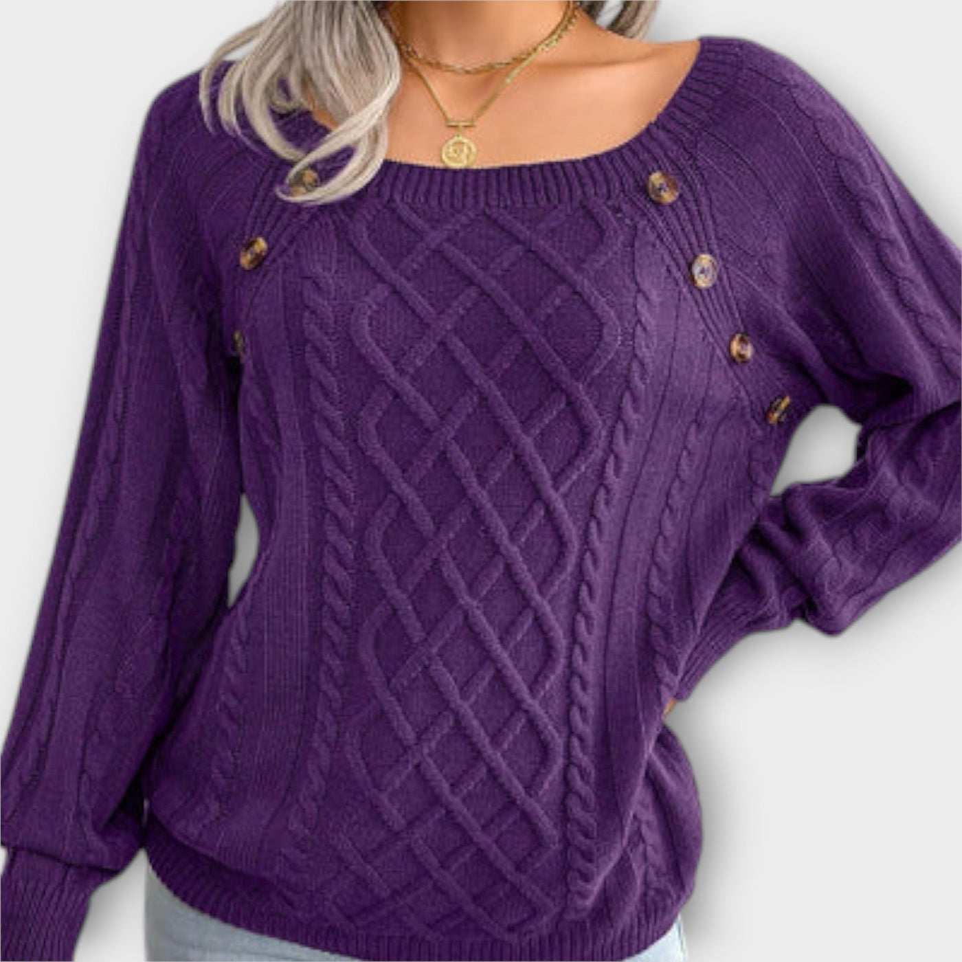 Mila™ - Elegant strikpullover med knapper