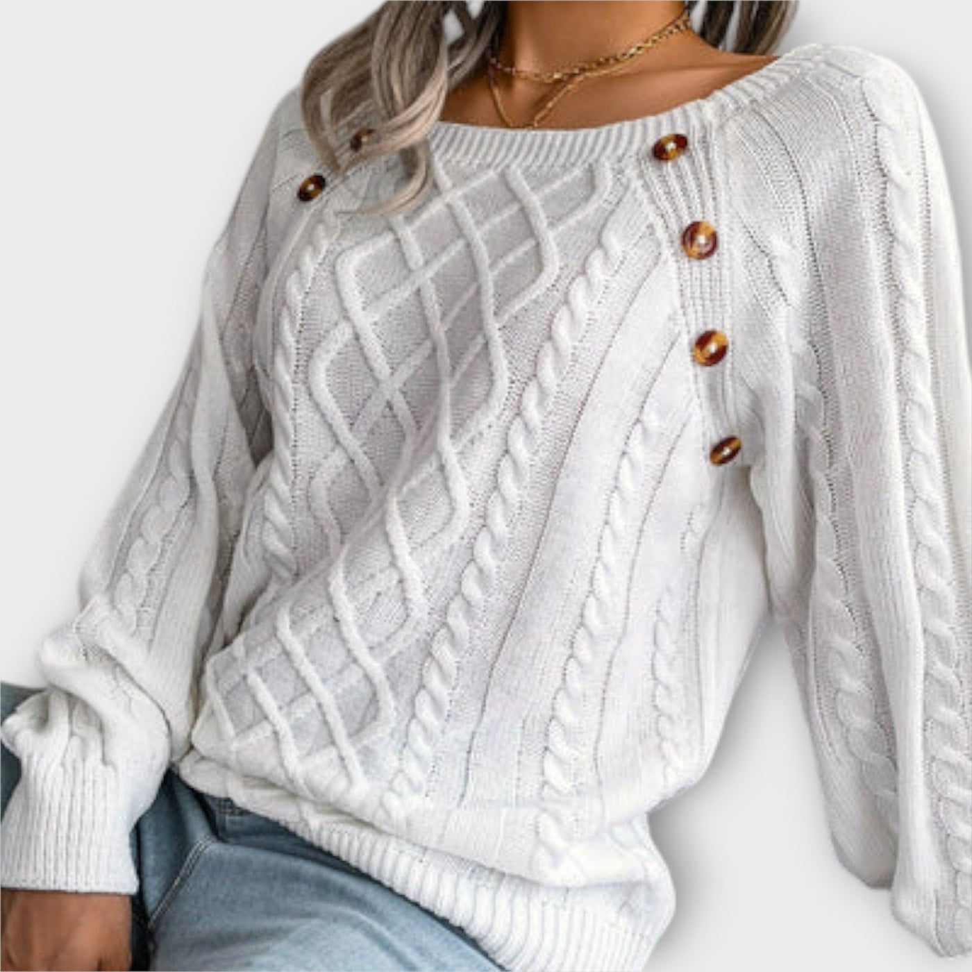 Mila™ - Elegant strikpullover med knapper