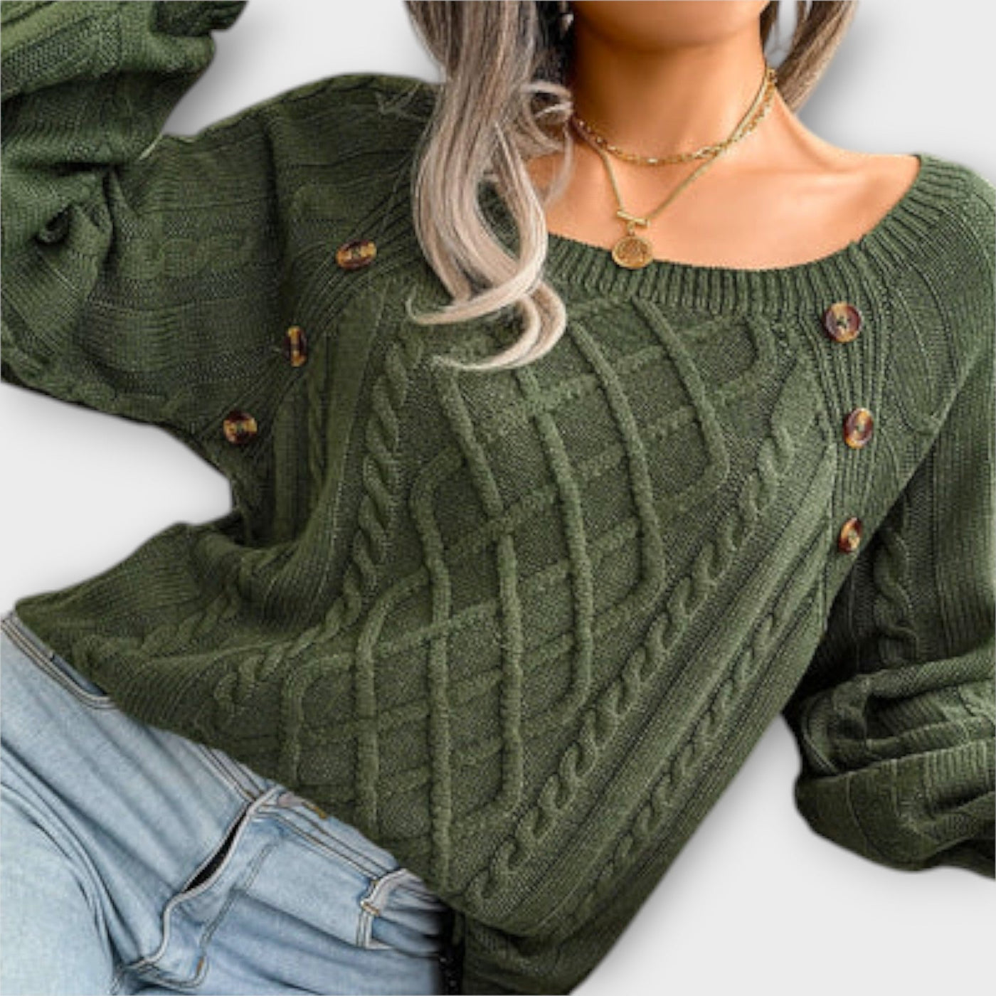 Mila™ - Elegant strikpullover med knapper