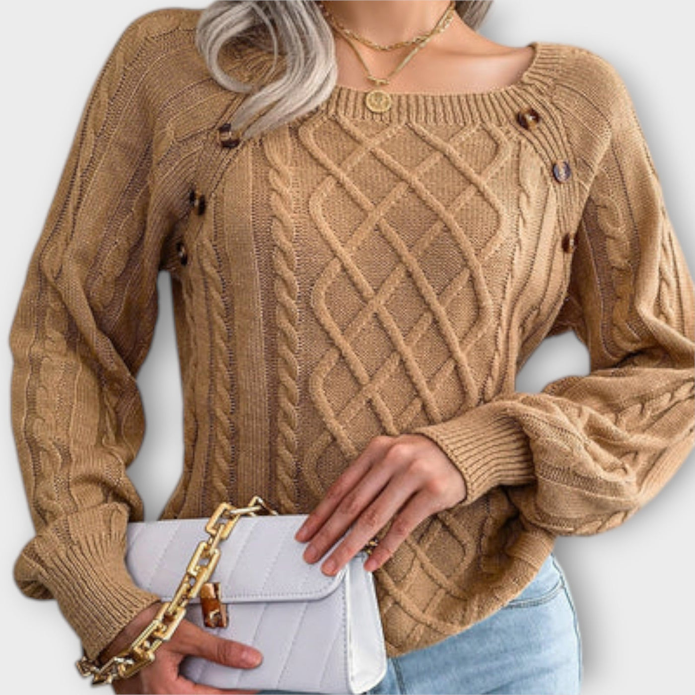 Mila™ - Elegant strikpullover med knapper