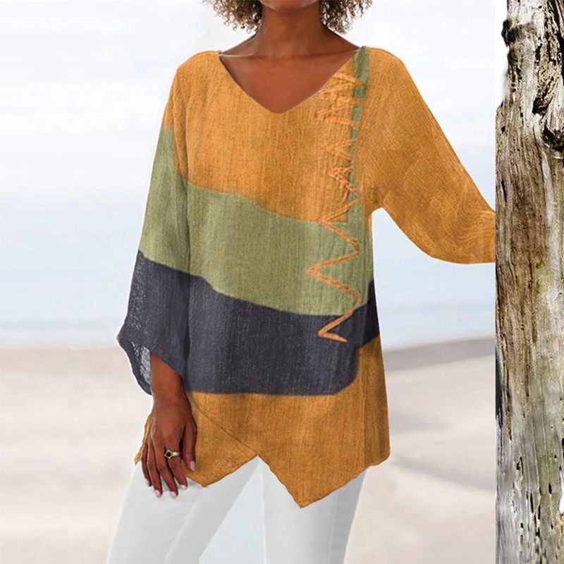 Helene™ - Trendy V-hals Farvetop