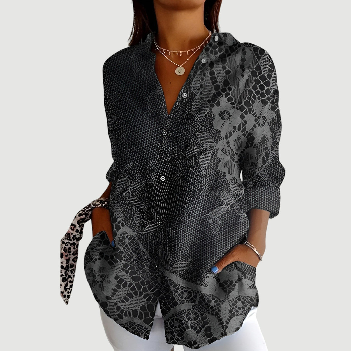 Brianna™ - Bluse med farverigt design